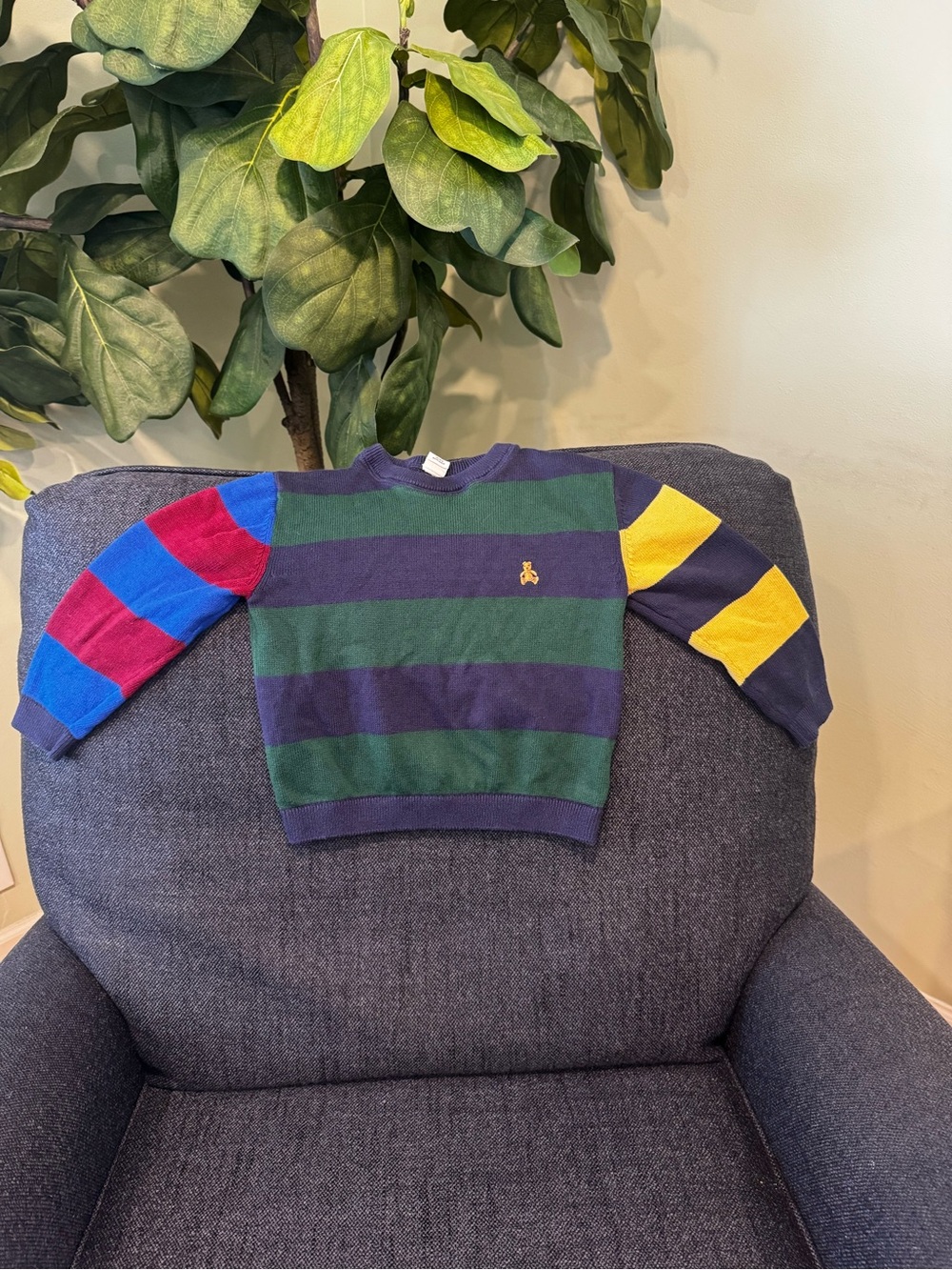 GAP Striped Crewneck Sweater in Green, Navy, Red, Blue & Yellow